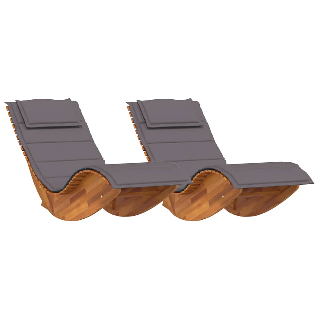 Sun Lounger 2 pcs Brown 60 x 154 x 74cm Solid Acacia wood